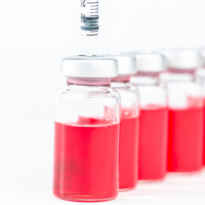Vitamin B12 vial with red liquid